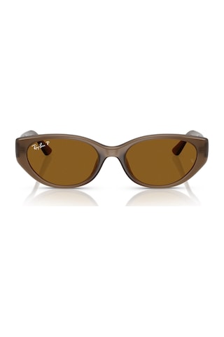 Ray-ban Rb 4457d 677983 55 Unisex Polarize Yastık Şeffaf Kahverengi Kemik Güneş Gözlüğü Kahverengi