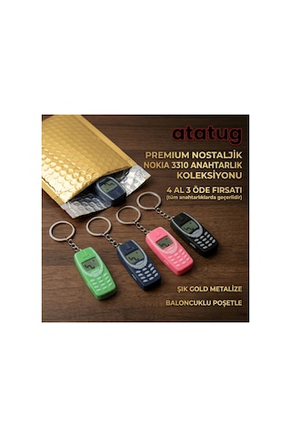 Premium Yeşil 3d Baskı Nostaljik Tuşlu Telefon Anahtarlık - İkonik Yılan Oyunu Figürlü Yeşil