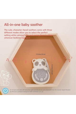 Cloud-b Sweet Dreamz Panda, Işıklı Ses Makinesi, 8 Ses, Akıllı Sensörlü Uyku Arkadaşı Çok Renkli