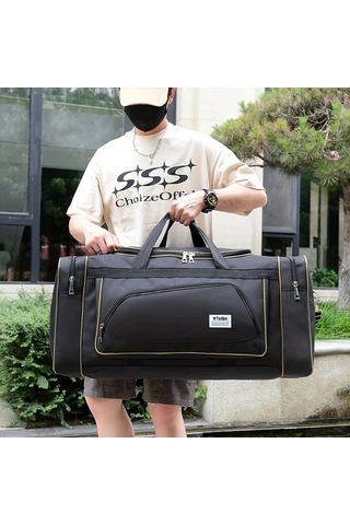 Sandwich Cordial Büyük Kapasiteli Siyah Valiz - Uzun Kısa Tırmanma Ve Ev Eşyası Çekme Çantası Siyah Siyah