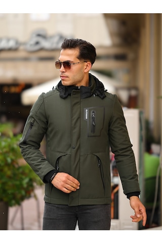 Mero Life Haki Su Ve Rüzgar Geçirmez Içi Kürklü Softshell Mont Haki