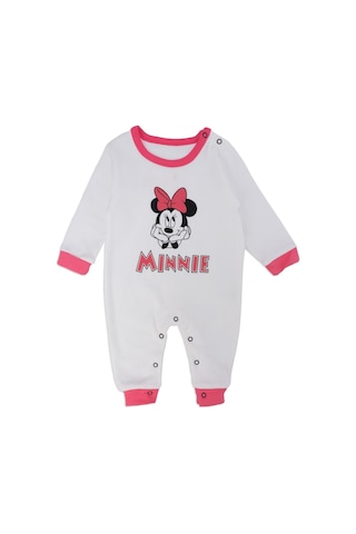 Bebelop Kız Bebek Mickey Mouse Baskılı Çıtçıtlı Uzun Kol Tulum 001