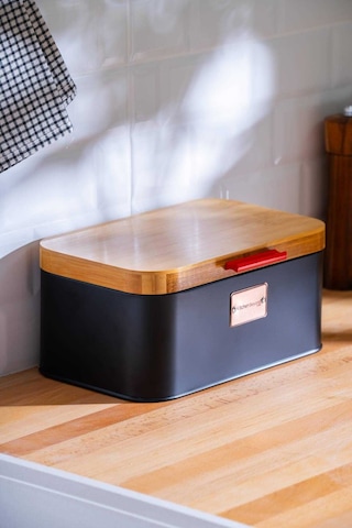 Acar Sirius Bambu Kapaklı Ekmek Saklama Kutusu - 30 Cm. Siyah