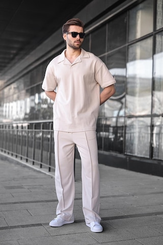 Madmext Taş Rengi Polo Yaka Erkek Alt Üst Takım E7356 Taş Rengi