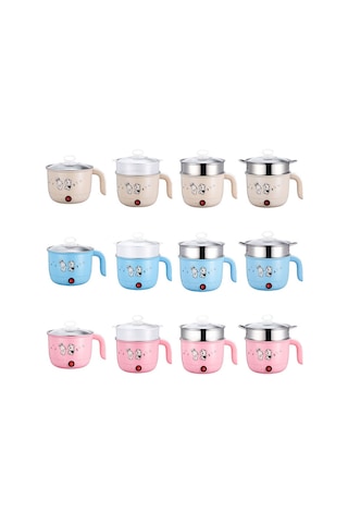 Monyee 1.8l Mini Elektrikli Tencere - Çay, Makarna, Yumurta Pişirme - 450w Düşük Güç - Avrupa Şarjı - Çelik Kısımlı - Mavi