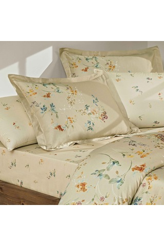 Linens Glima Pamuk Saten Çift Kişilik Nevresim Takımı Bej Bej