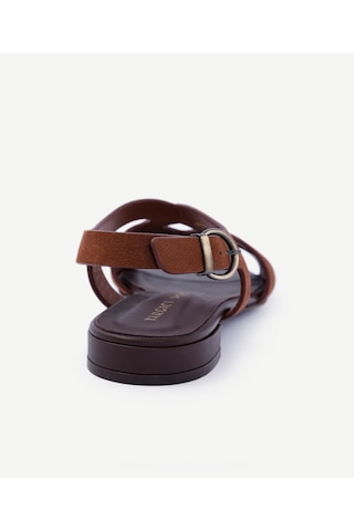 Yargıcı Çapraz Bant Detaylı Deri Sandalet 25ykay4066x 208 Kahverengi