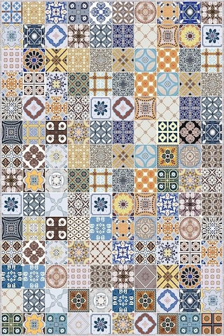 Viva Home Kaymaz Tabanlı Çini Desen Rulo Yolluk Ar337, Mavi, 80 X 190 Diğer