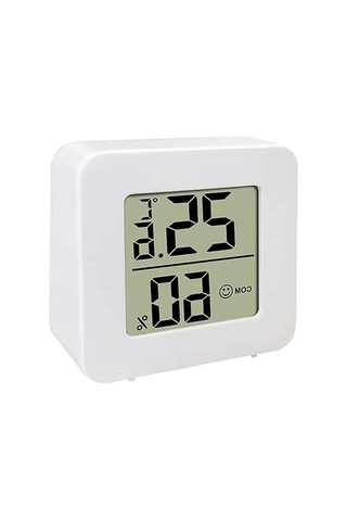 Mini Dijital Termometre Ve Nem Ölçer, Lcd Ekran, Beyaz