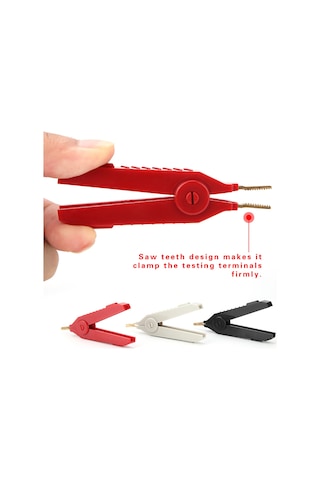 Moveevo P2004 3 Adet Altın Kaplı Bakır Test Klipsi - Abs İzoleli, Testere Dişli Tasarımı, 32a/1000v Akıllı Pil Ve Denge Testi Klipsleri Kırmızı, Siyah, Gri