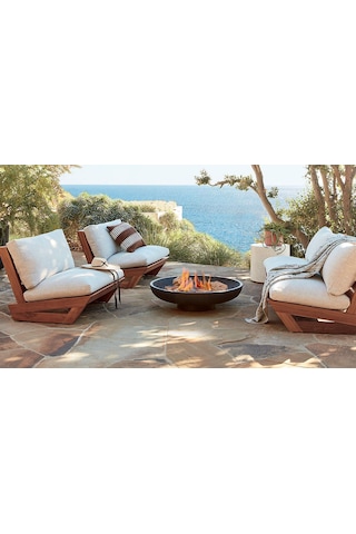 Conforelit Bahçe Balkon Kayın Ahşap Koltuk Takımı 2+1+1 Krem