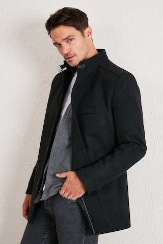 Buratti Slim Fit Pamuklu Kaşe Erkek Kaban 5841012 Füme