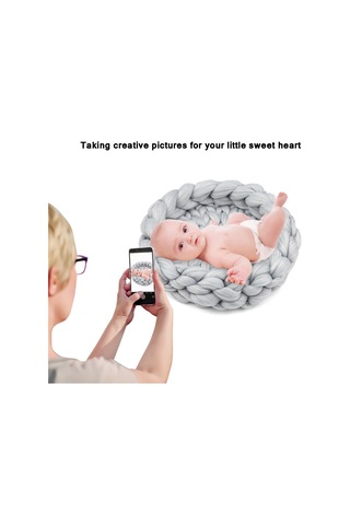 Moveevo Yenidoğan Fotoğraf Paspası Yumuşak Ve Rahat El Dokuması Battaniye 40 5cm Gri Gri