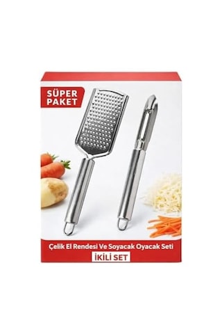 Paslanmaz Çelik El Rendesi Ve Soyacak Oyacak Seti, 2 Parça, Beyaz, Ergonomik Tasarım, Gıda Güvenli