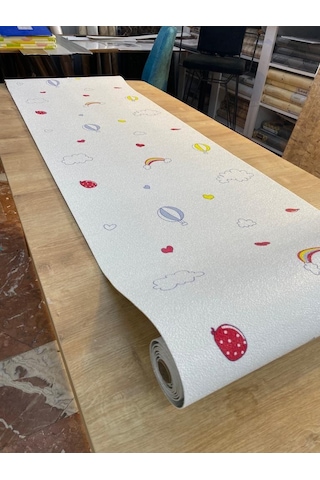 50x280cm 1,4m2 Gökkuşağı Balon Kendinden Yapışkanlı Duvar Kağıdı Silinebilir Esnek Çocuk Odası