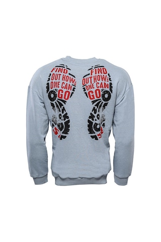 Wessi Yazı Baskılı Bisiklet Yaka Gri Sweatshirt Gri