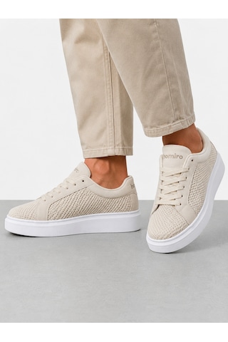 Günlük Rahat Taban Bağcıklı Sneaker Spor Ayakkabı Bej