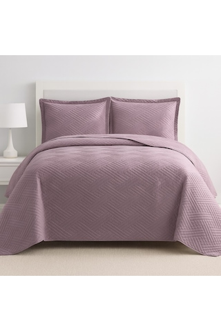 Washed Çift Kişilik Yatak Örtüsü Mozaik Kül Moru Diğer