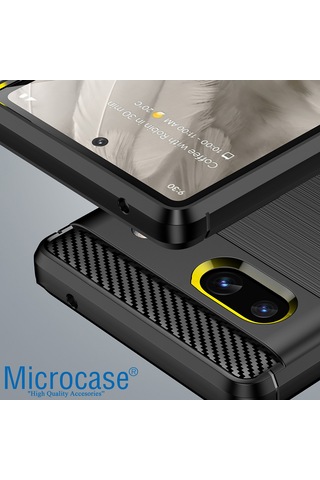 Google Pixel 7a Brushed Carbon Fiber Silikon Kılıf - Siyah Al3332