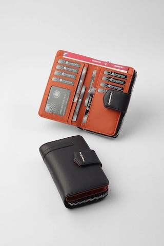 Cengiz Pakel Kadın Orta Boy Cüzdan 65256M Siyah-Kiremit-Siyah