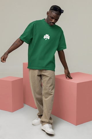 Noıssey Boston Celtics Baskılı Oversize Baskılı Pamuklu Bisiklet Yaka Kısa Kollu Oversize T-shirt Yeşil
