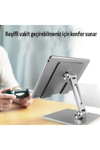 Ally MT134 Alüminyum Masaüstü Ayarlanabilir Tablet Tutucu Gri