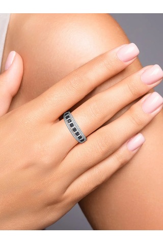 Lamponi Zirkon Ve Spinel Taşlı 925 Ayar Gümüş Halka Yol Parçası 246653073 Gri