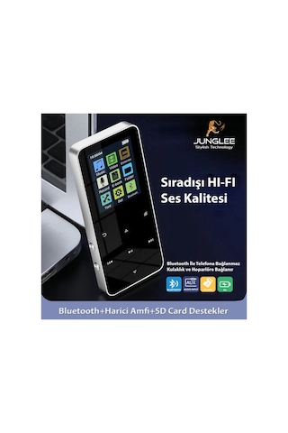 Bluetooth Lu Mp3-mp4 Çalar Fm Radyolu Şarjlı Mp4 Player Dahili Hoparlör 8gb Hafızalı Müzik Çalar