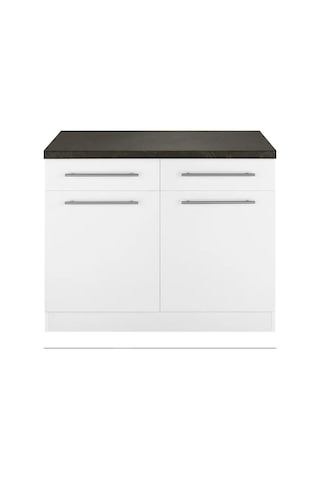 Vera Mutfak 2 Çekmeceli 2 Kapaklı Alt Modül -100 Cm - Çok Amaçlı Dolap -tezgah Dahil Antrasit