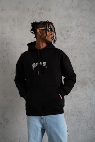 Mbb E-ticaret Erkek 3 İplik Pamuklu Baskılı Kapüşonlu Cepli Sweatshirt Hoodie - Siyah