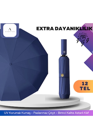 Aventus Umbrella Aventus 12tellı Uv Korumalı Extra Büyük Çaplı Şemsiye Lacivert
