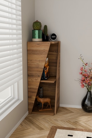 Modern Çok Amaçlı 90 Cm 2 Raflı Köşe Kitaplık Dekoratif Salon Rafı Çok Amaçlı Düzenleyici Organizer Atlantik Çam