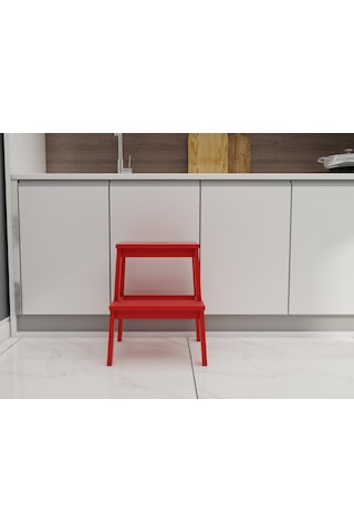 Fastwood Basamaklı Ahşap Tabure Kırmızı
