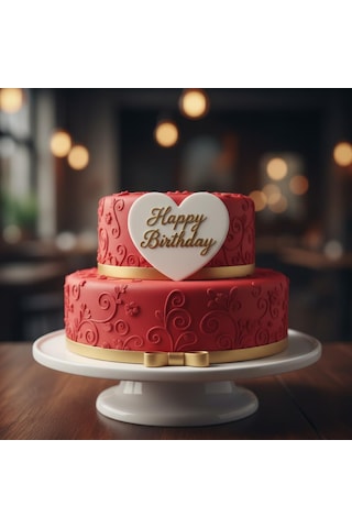 Yazı Plakası Yenilebilir Kalp Gofret Pasta Ve Tatlı Üzeri Dekoratif Süsleme