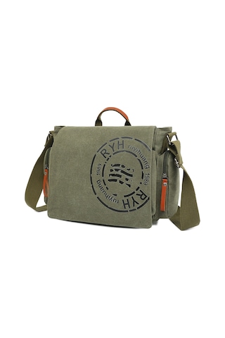 Çok Bölmeli Şık Kanvas Omuz Çantası Mh3323 Yeşil