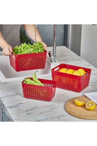 Selka Home 3'lü 4 Lt Lavin Süzgeç Bordo