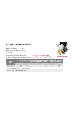 Atlantis Enj40 Basınçlandırma Pompası Sıcak Su Uyumlu