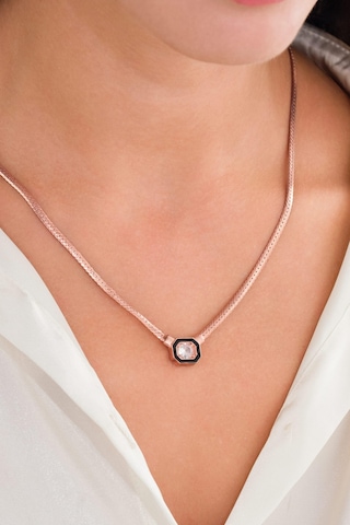 Tmt Silver Gümüş Rose Kaplama Serenay Leyla Model Hasır Yılan Zincir Kolye