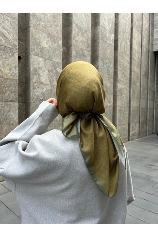 Qalortex Scarf Pamuklu Soft İnci Desen Eşarp-yağ Yeşili