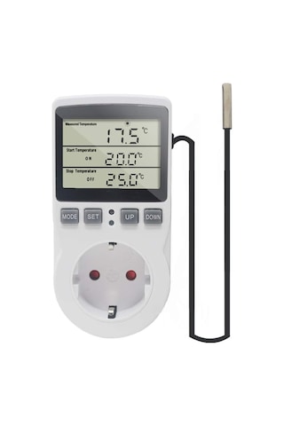 Ketotek Dijital Termostat Priz Termostatik Sıcaklık Kontrol Fişi 220v Sonda İle İçin Isıtıcı Fan Sera İnkübatö Genel