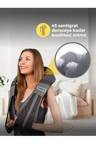 2025 Şarjlı Boyun - Sırt - Omuz-Bel Masaj Aleti -Ayak Masajı -Vücut Masaj Yastığı Siyah