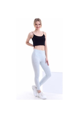 Self Clothing Kadın Flamlı Su Yeşili Penye Kumaş Tayt Yüksek Bel Slf1291Yeşil