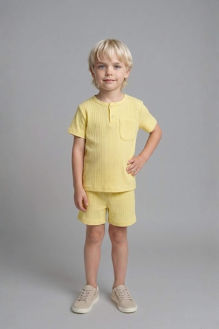 Defacto Kısa Kollu Üst Şort Alt 2li Pijama Takımı Erkek Bebek H5378a526hsyl273 Sarı-yl273