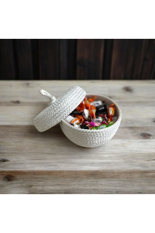 Hasır Sepet, Kapaklı Dekoratif Sepet, Çok Amaçlı Kutu, Şekerlik Sepeti