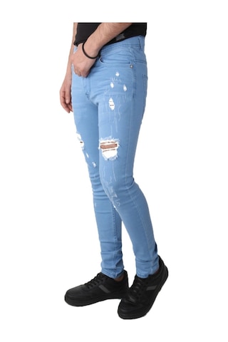 Erkek Açık Mavi Denim Spor Pantolon Açık Mavi
