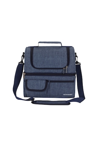 Ranyeek İki Bölmeli Isı Saklama Çanta, Islak Ve Soğuk Yemekleri Ayrı Tutabilir, Oxford Kumaş, Lacivert Renkli Çok Renkli