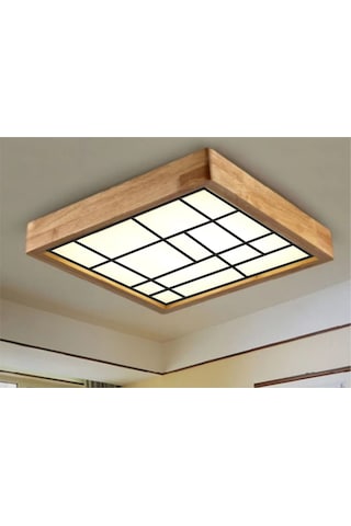 Ahşap Çerçeve Tavan Led Aydınlatma Avize 30X30Cm Salon Mutfak