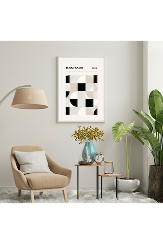 Bauhaus Minimalist Duvar Tablosu Çerçeveli 2'li Set Beyaz Renk 30 X 42 Boyut/ebat