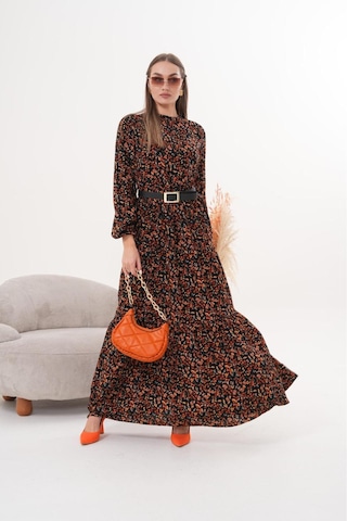 Polologin Butik Çiçekli Viskon Elbise Kırmızı
