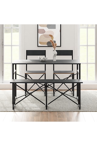 Mutfak Masası Bench Bank 120x60 Masa Set 2 Adet Sandalye Yemek Ma